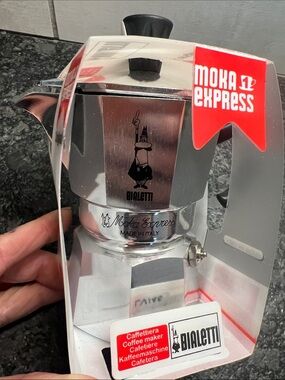 Bialetti Moka Express Mini Stovetop Espresso Maker - Silver & Black NWT